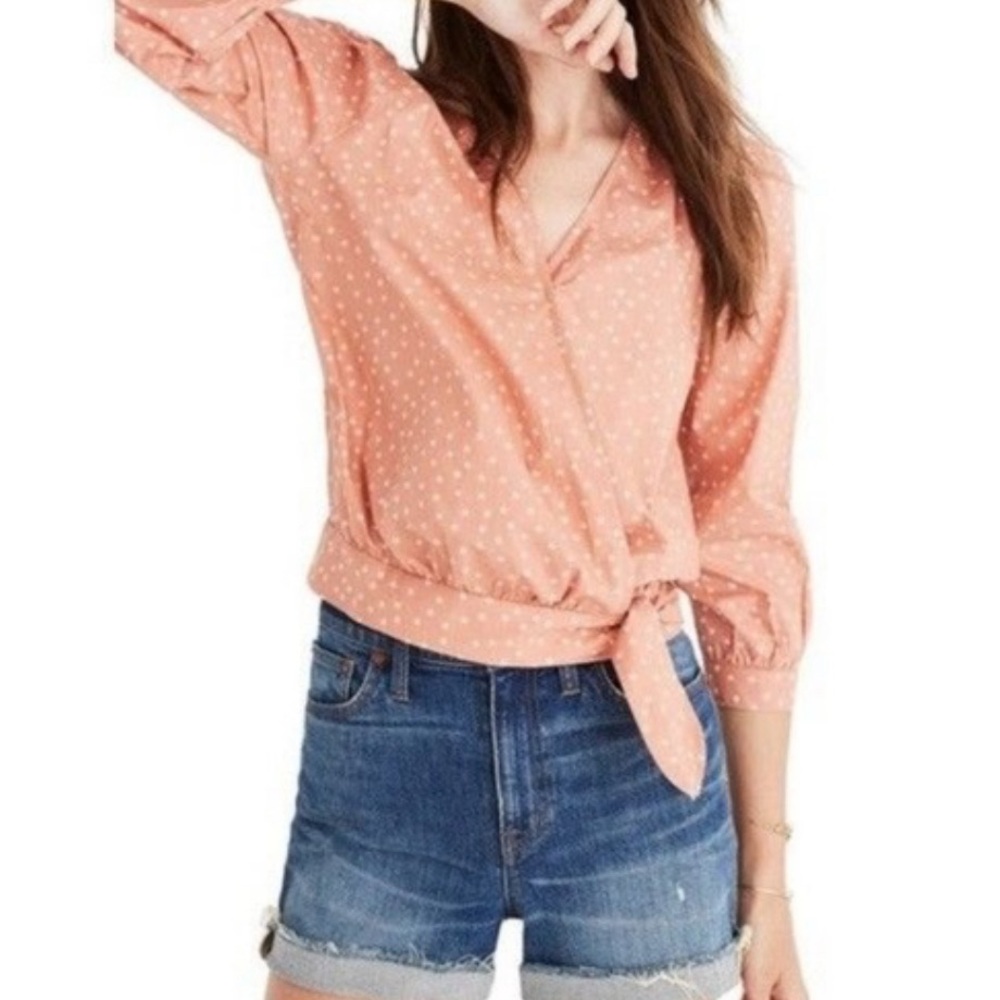 Madewell Star Scatter Antique Coral Wrap Blouse - Picture 1 of 6